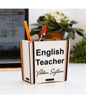 English Teacher Siyah Tasarım Kalemlik